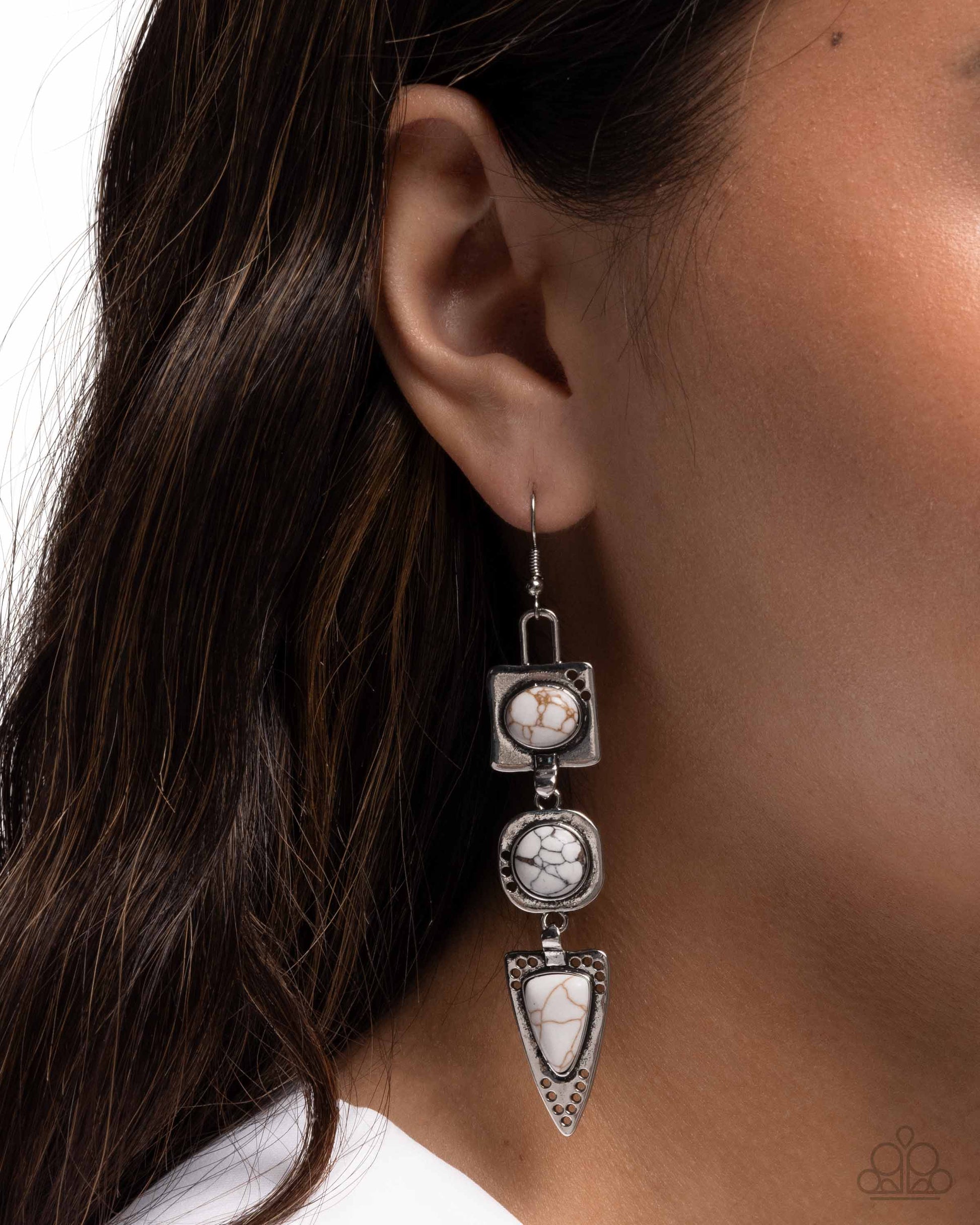 Rustic Reputation - white - Paparazzi earrings