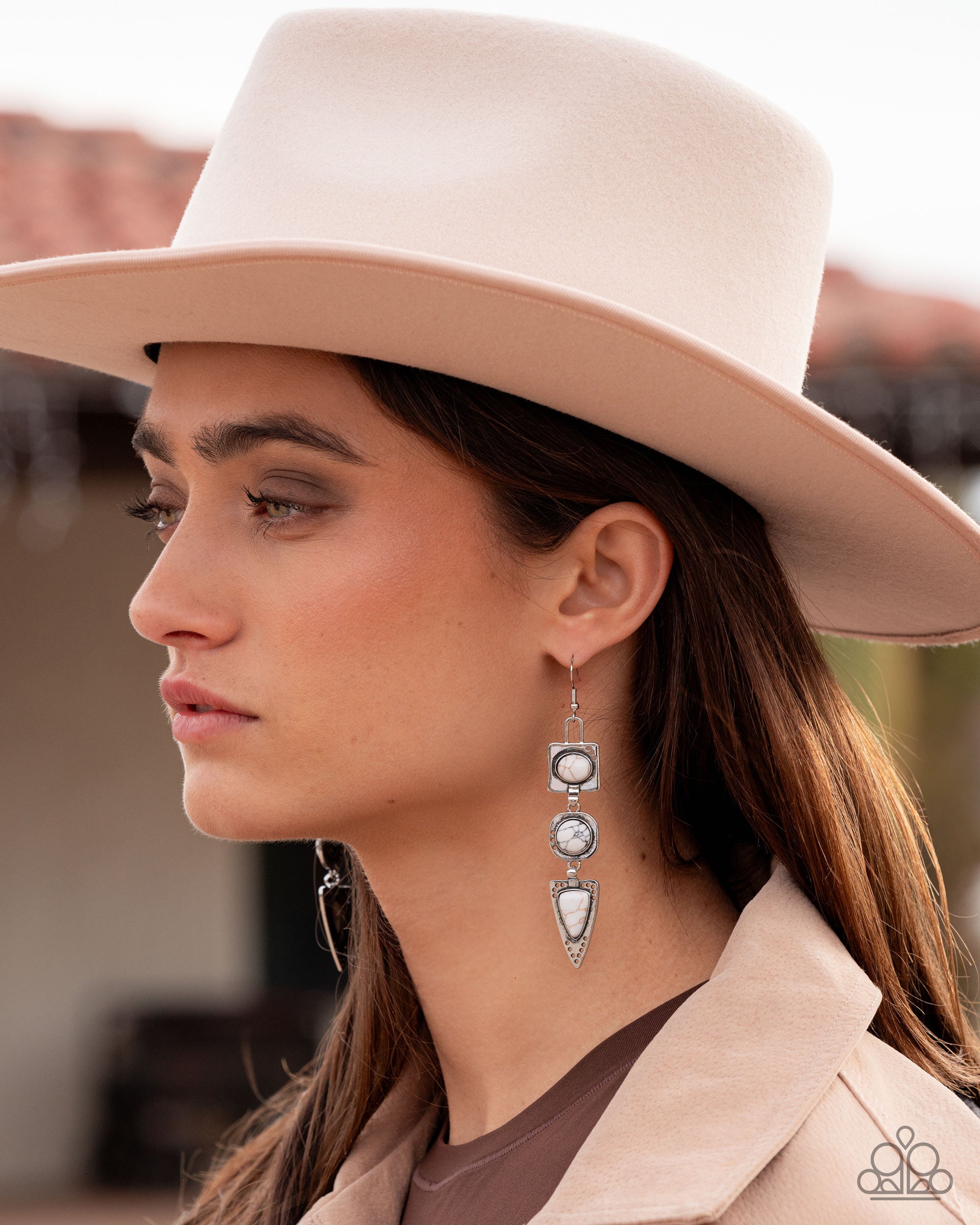 Rustic Reputation - white - Paparazzi earrings