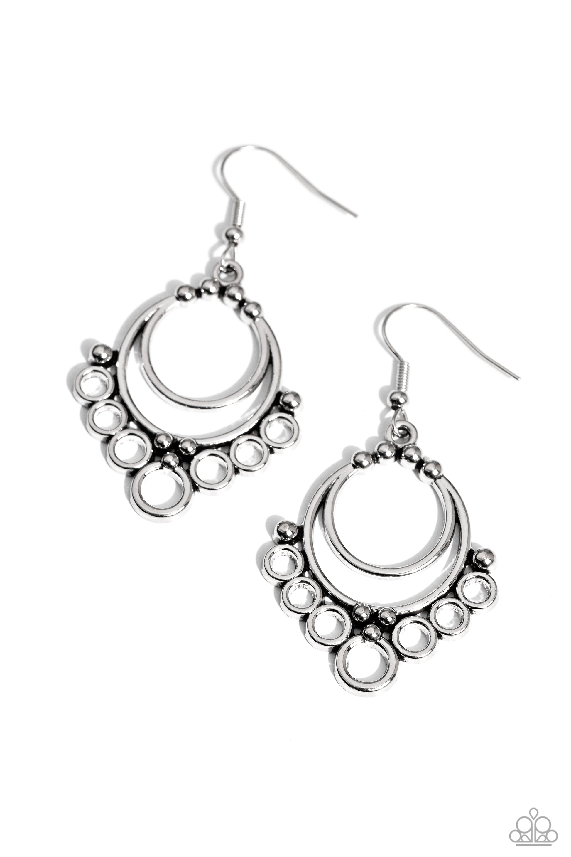 Rustic Rotary - silver - Paparazzi earrings