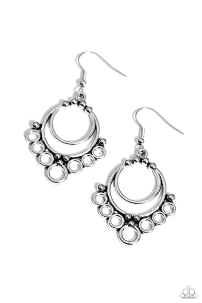 Rustic Rotary - silver - Paparazzi earrings