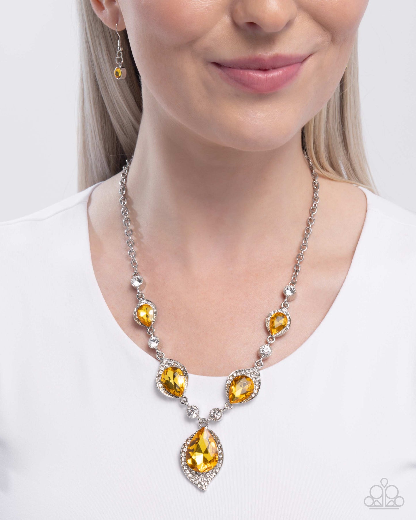 SPADES of Shimmer - yellow - Paparazzi necklace