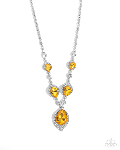 SPADES of Shimmer - yellow - Paparazzi necklace