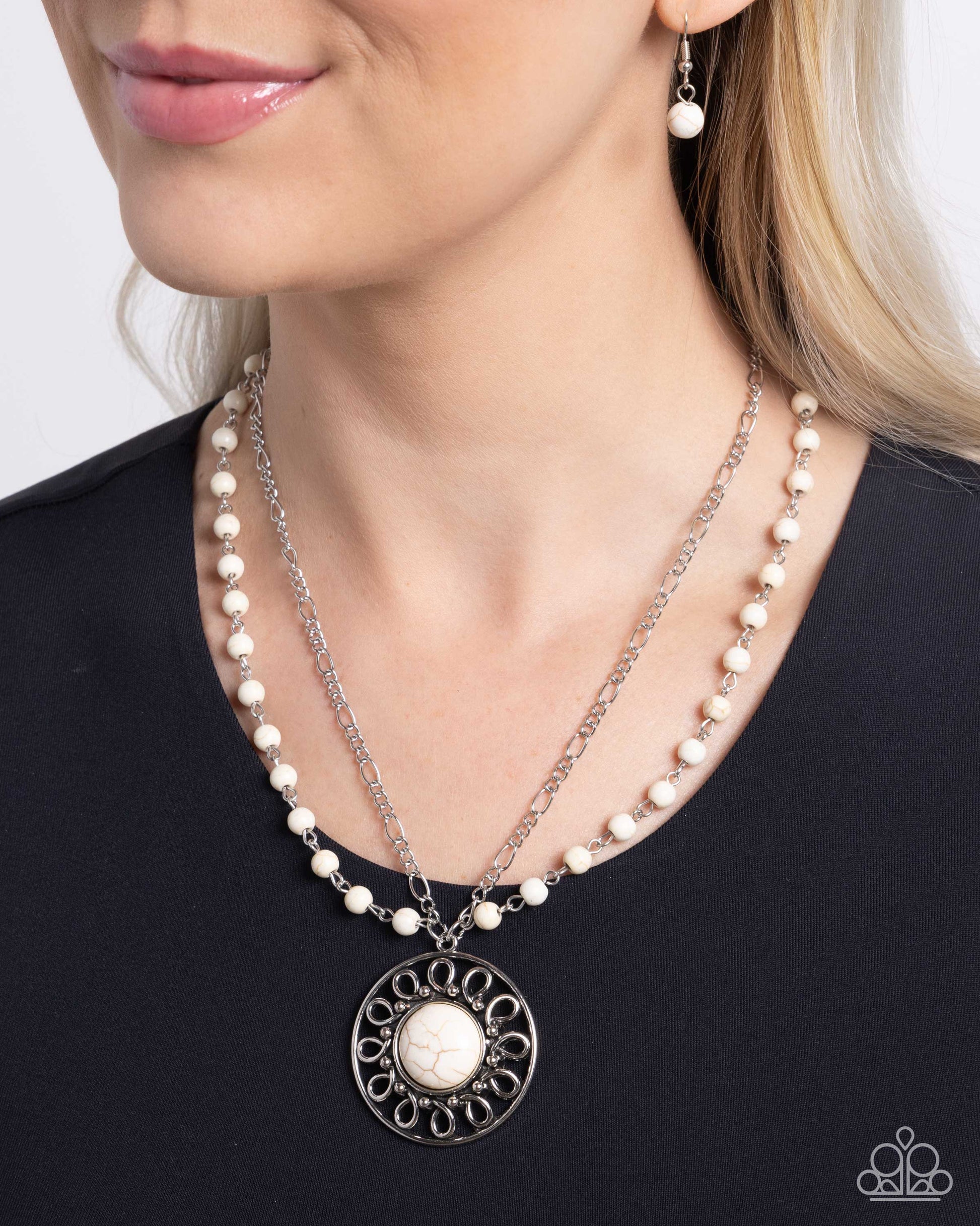 Sahara Suburb - white - Paparazzi necklace