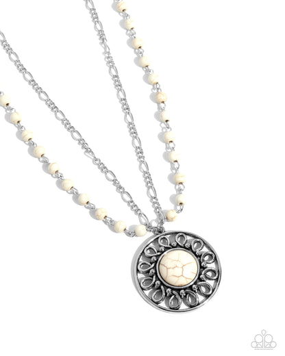 Sahara Suburb - white - Paparazzi necklace