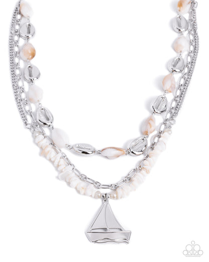 Sailboat Season - white - Paparazzi necklace