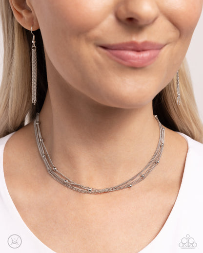 Satellite Strands - silver - Paparazzi necklace