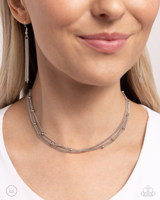 Satellite Strands - silver - Paparazzi necklace