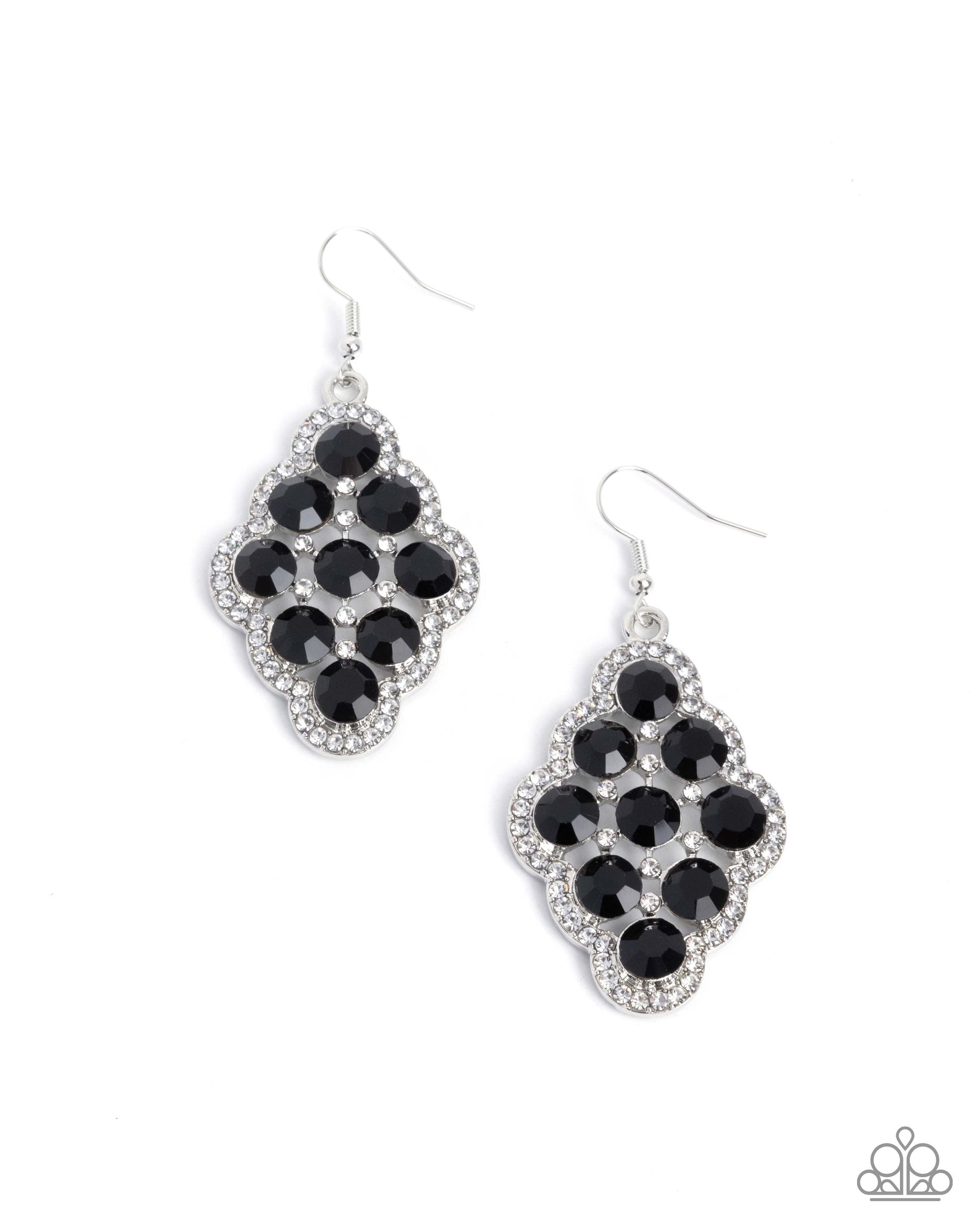 Scalloped Shimmer - black - Paparazzi earrings