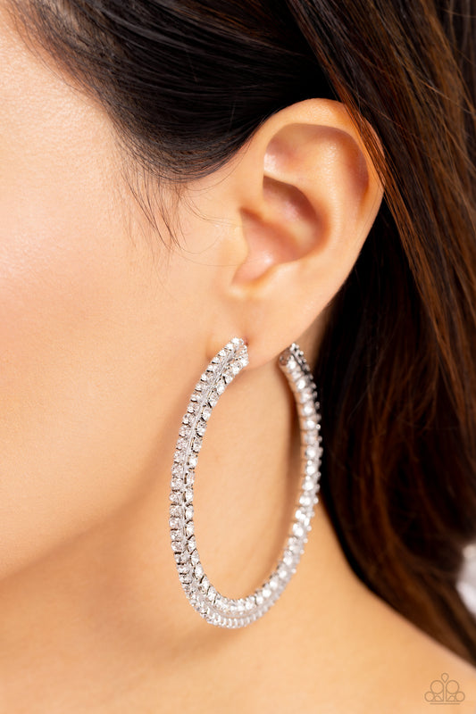 Scintillating Sass - white - Paparazzi earrings