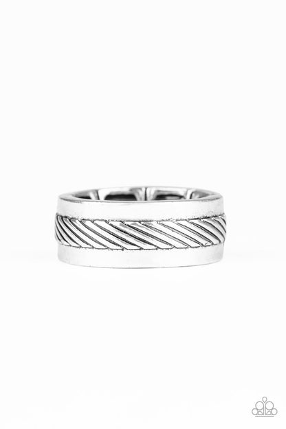 Scrape The Barrel - silver - Paparazzi MENS ring