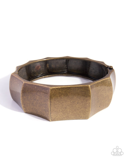 Sculptural Strength - brass - Paparazzi bracelet