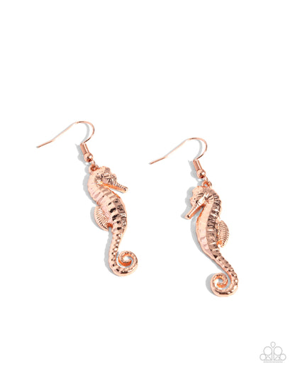 Seahorse Sheen - copper - Paparazzi earrings