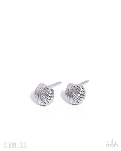 Seashell Strategy - silver - Paparazzi earrings
