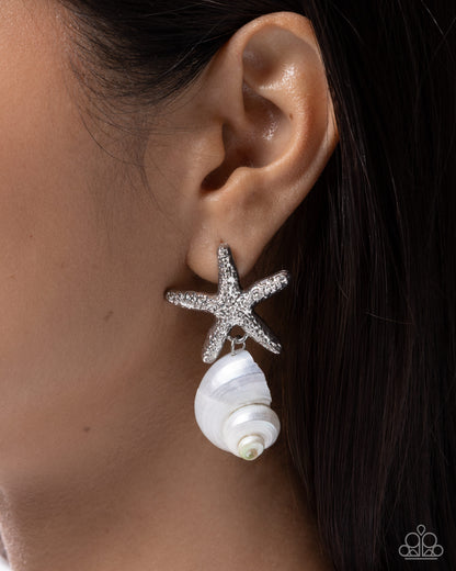 Seaside Suite - white - Paparazzi earrings