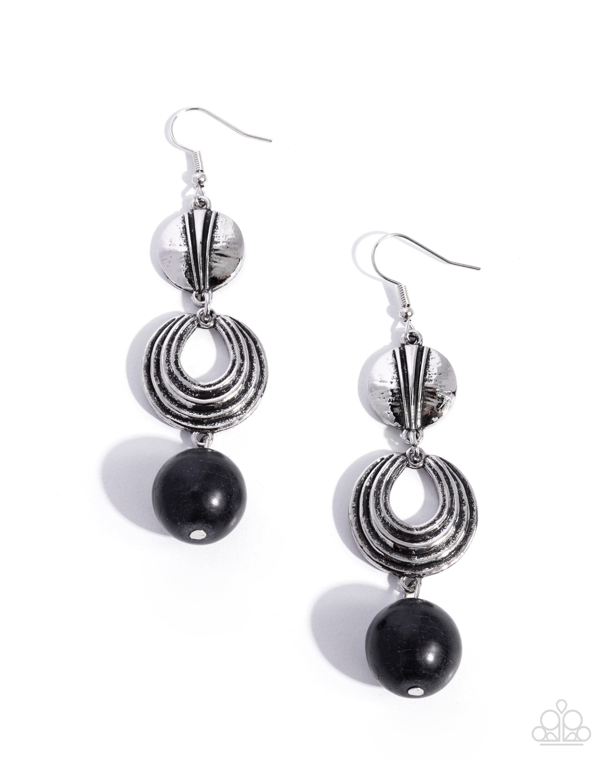 Seasonal Sculpture - black - Paparazzi earrings
