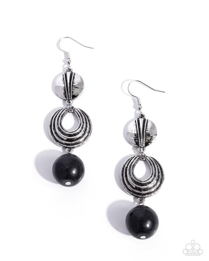 Seasonal Sculpture - black - Paparazzi earrings