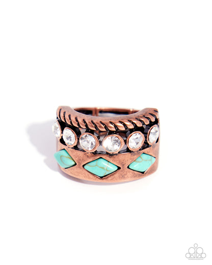 Seasonal Statement - copper - Paparazzi ring