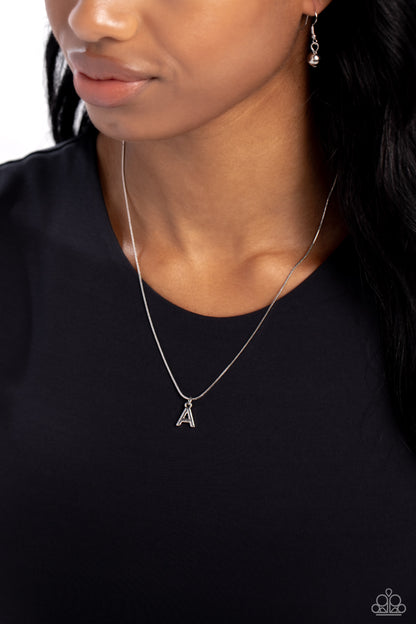 Seize the Initial - silver - A - Paparazzi necklace