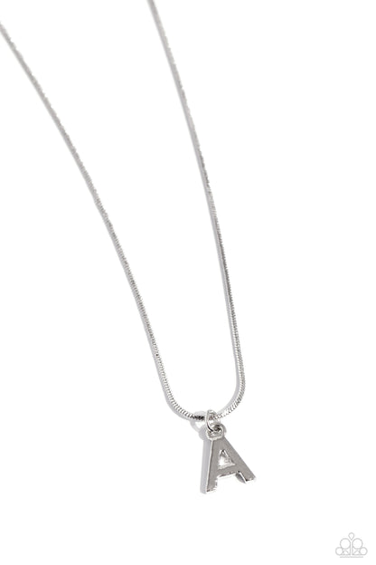 Seize the Initial - silver - A - Paparazzi necklace