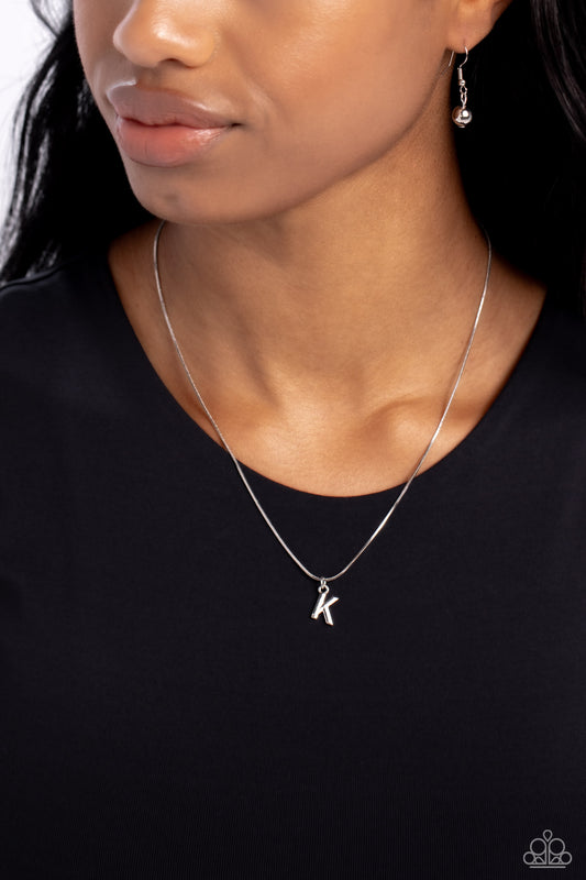 Seize the Initial - silver - K - Paparazzi necklace