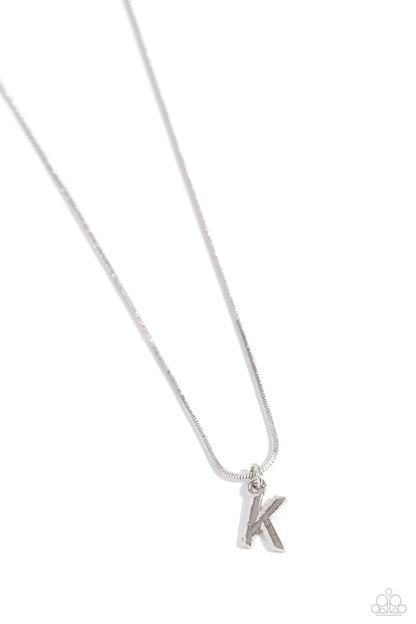 Seize the Initial - silver - K - Paparazzi necklace