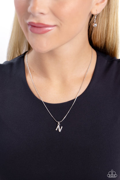 Seize the Initial - silver - N - Paparazzi necklace