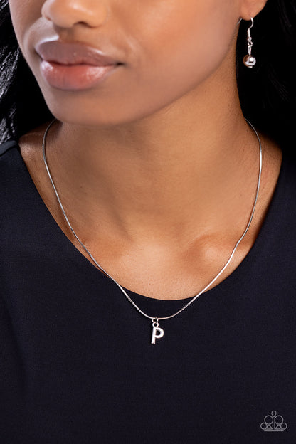 Seize the Initial - silver - P - Paparazzi necklace