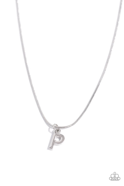 Seize the Initial - silver - P - Paparazzi necklace