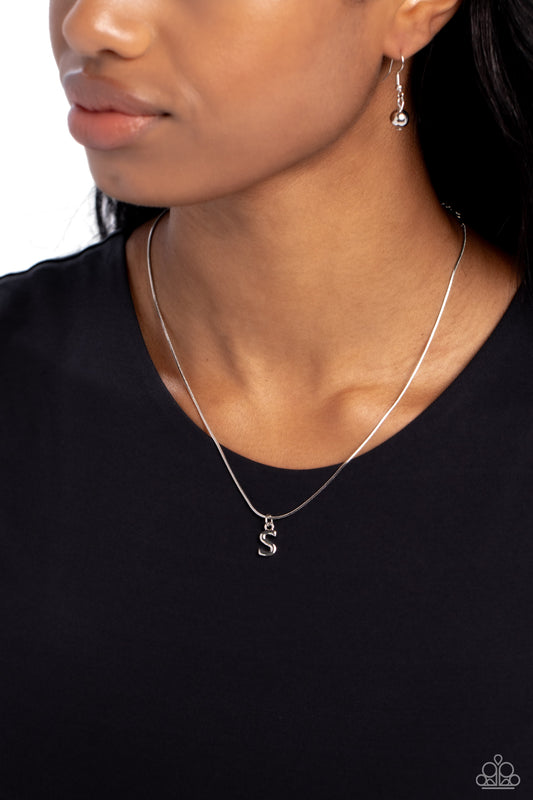 Seize the Initial - silver - S - Paparazzi necklace