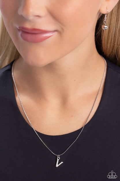 Seize the Initial - silver - V - Paparazzi necklace