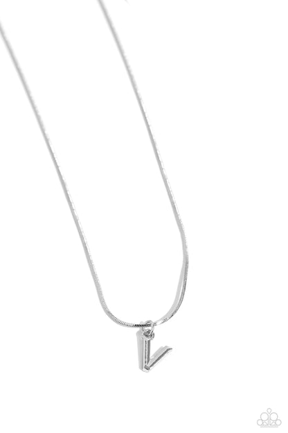 Seize the Initial - silver - V - Paparazzi necklace