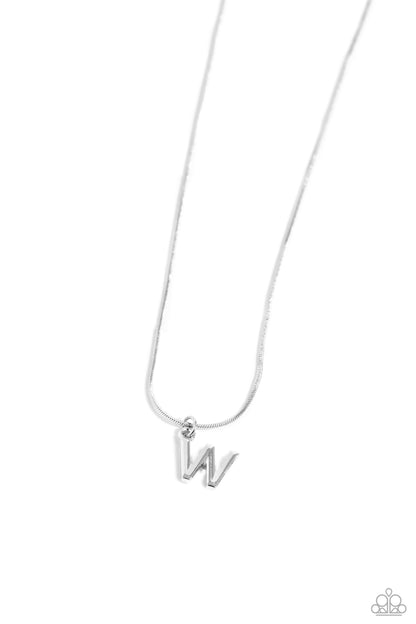 Seize the Initial - silver - W - Paparazzi necklace