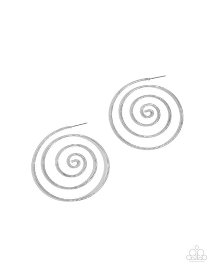 Seize the Spiral - silver - Paparazzi earrings