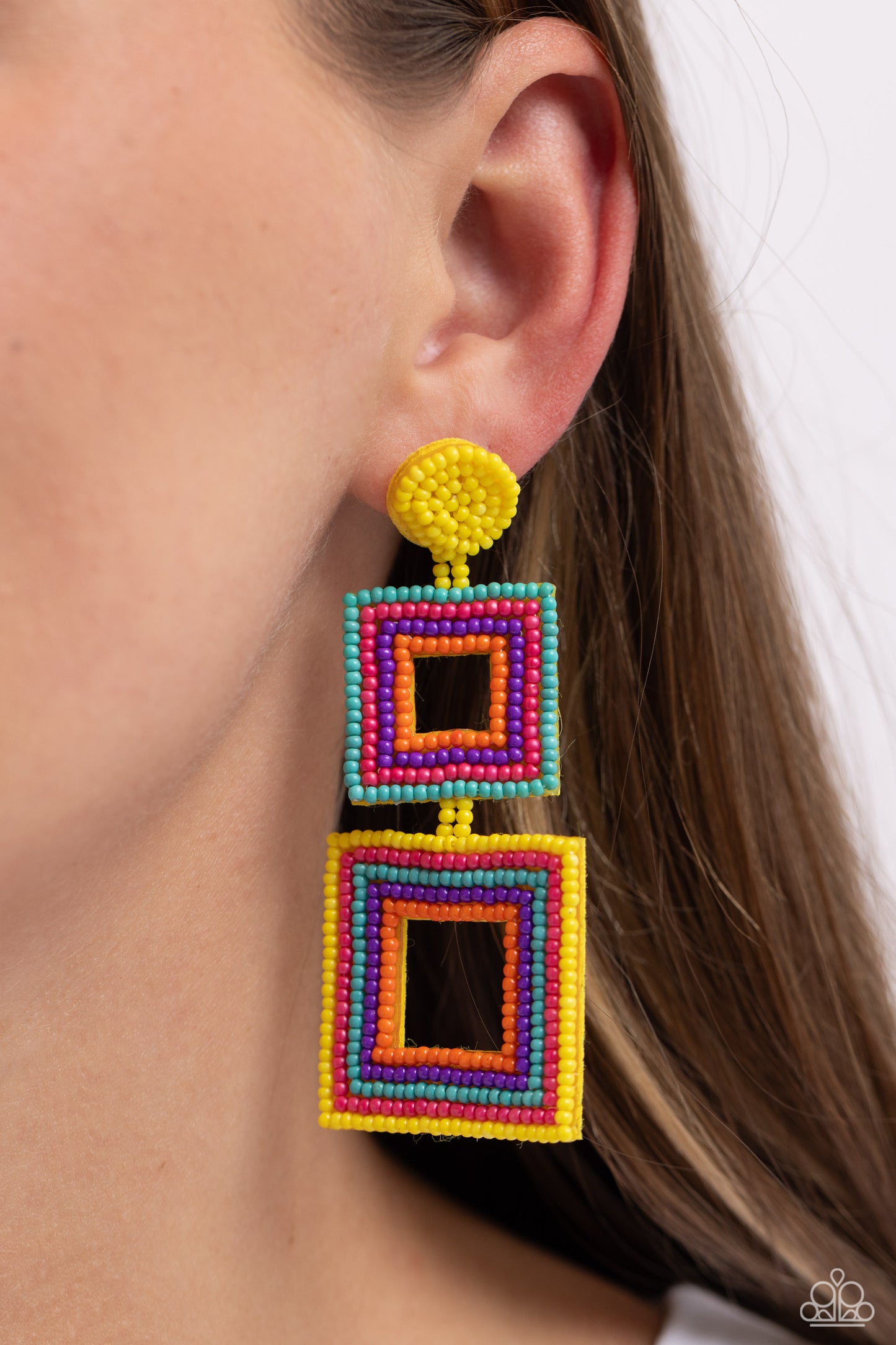 Seize the Squares - multi - Paparazzi earrings