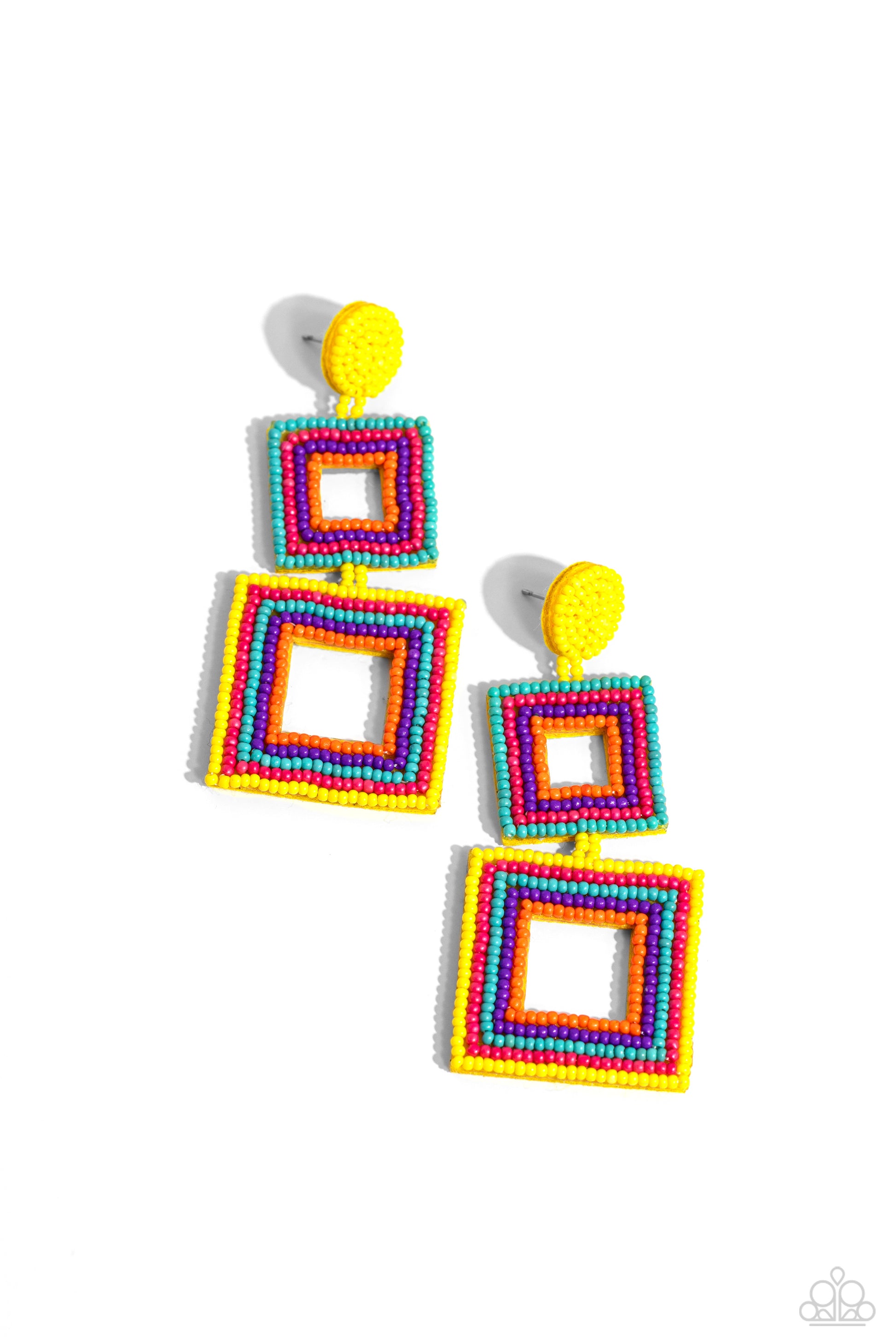 Seize the Squares - multi - Paparazzi earrings