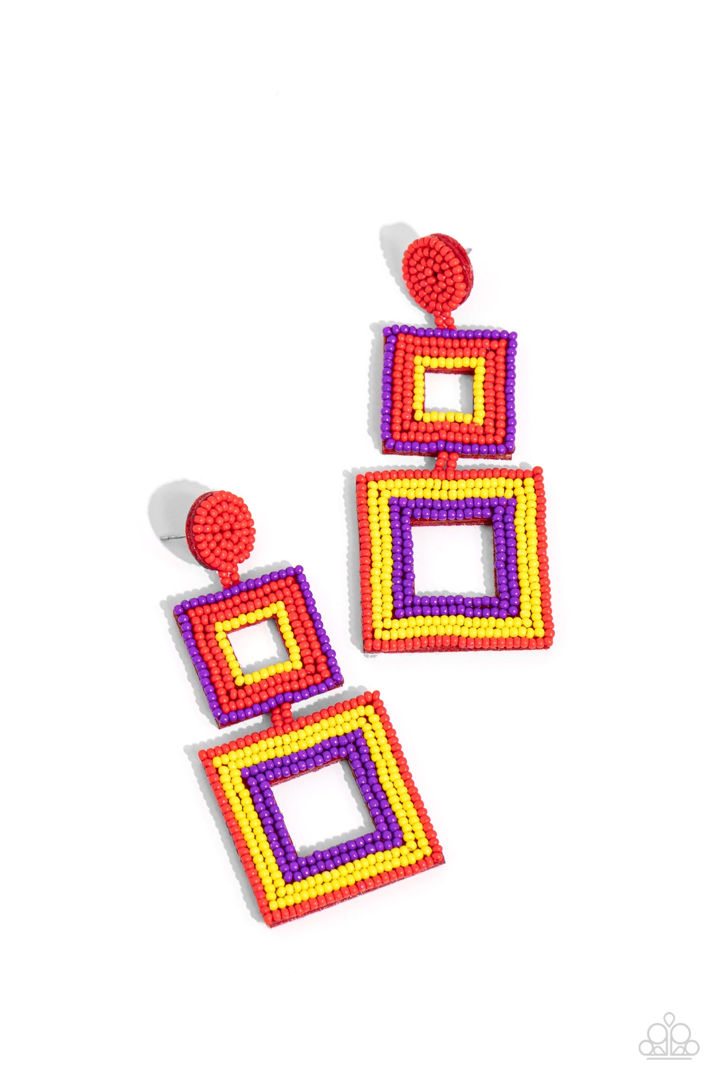 Seize the Squares - red - Paparazzi earrings