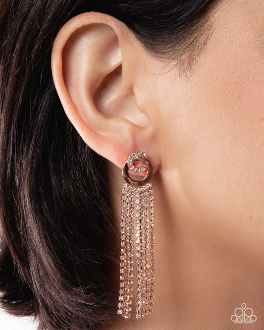 Seldom Strands - copper - Paparazzi earrings