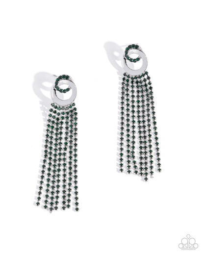 Seldom Strands - green - Paparazzi earrings