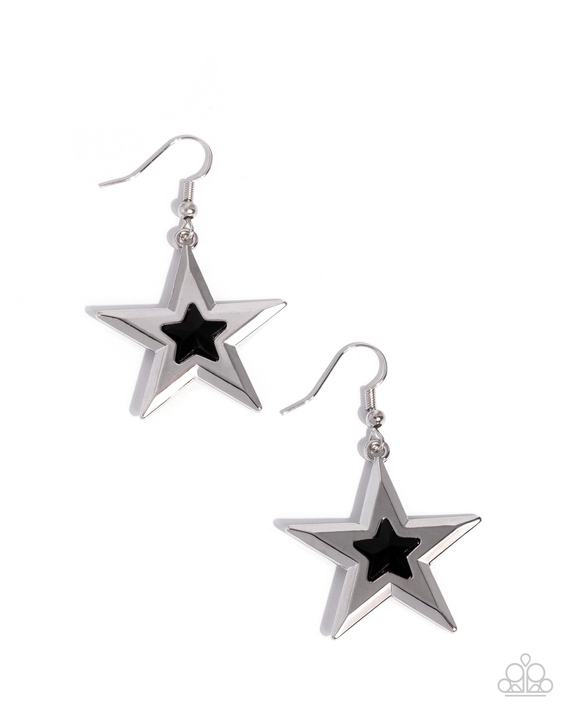Self-Assured Stars - black - Paparazzi earrings