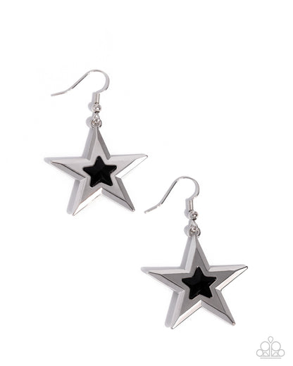Self-Assured Stars - black - Paparazzi earrings