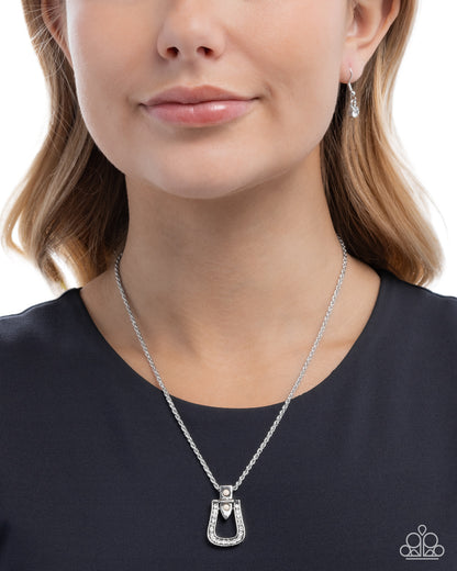 Sensational Stirrup - white - Paparazzi necklace