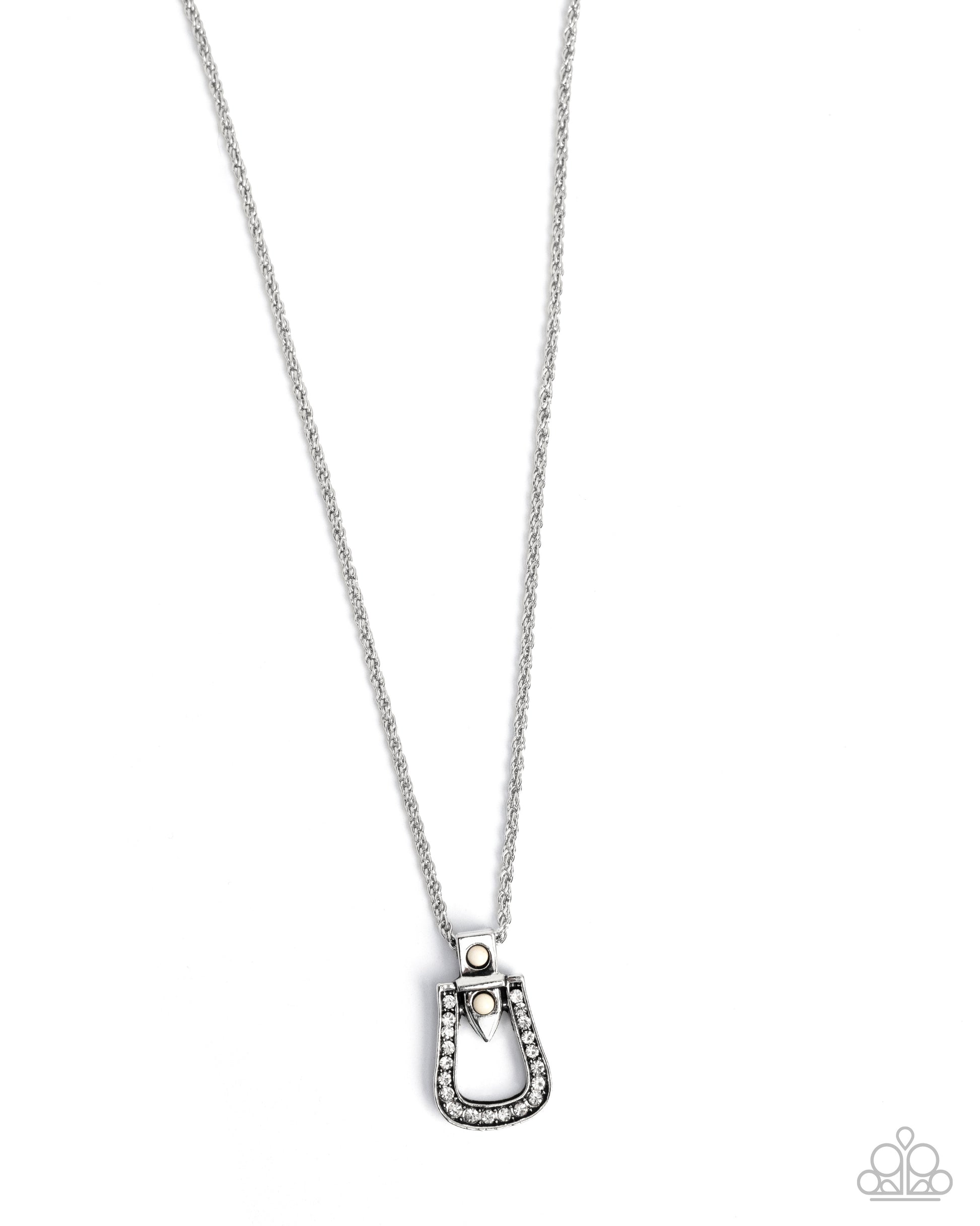 Sensational Stirrup - white - Paparazzi necklace