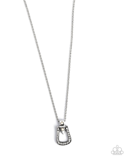 Sensational Stirrup - white - Paparazzi necklace