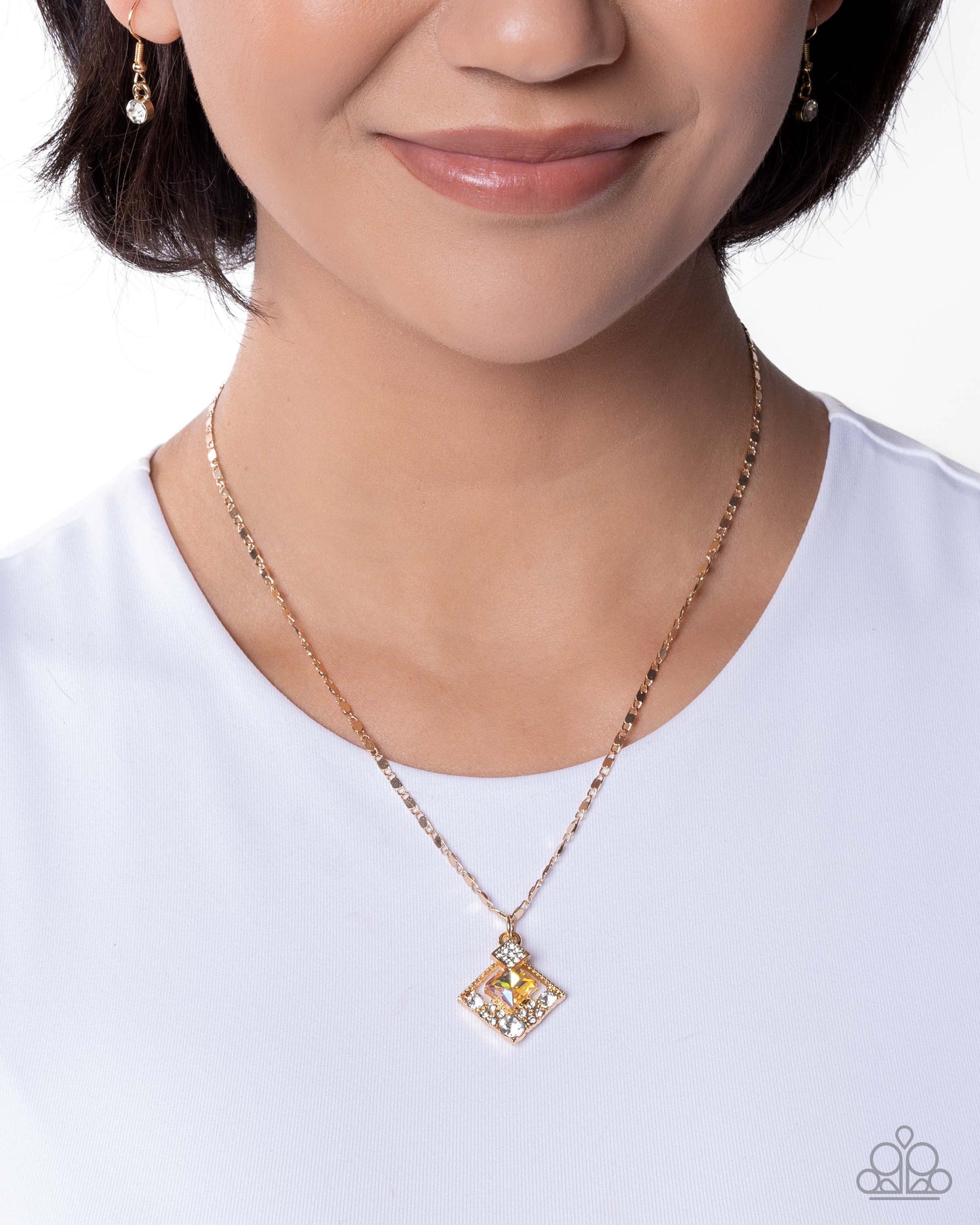 Sentimental Squares - yellow - Paparazzi necklace