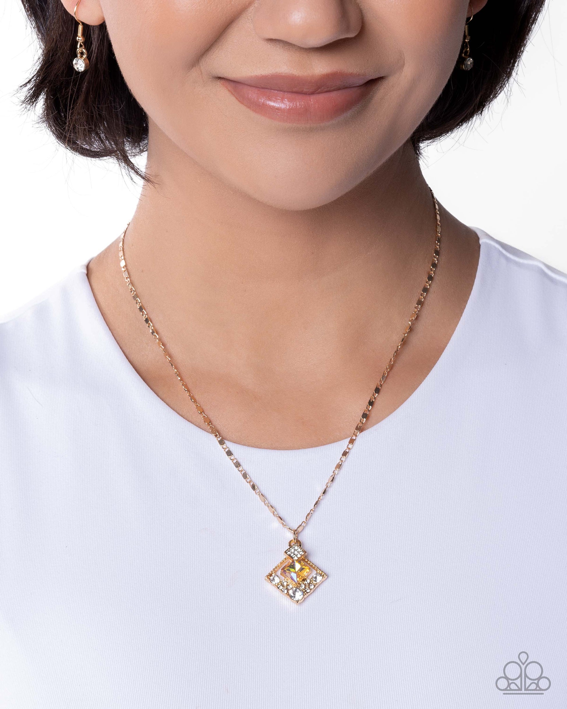 Sentimental Squares - yellow - Paparazzi necklace