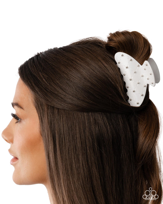 Sentimental Studs - white - Paparazzi hair clip