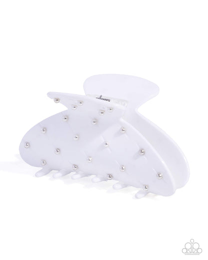 Sentimental Studs - white - Paparazzi hair clip