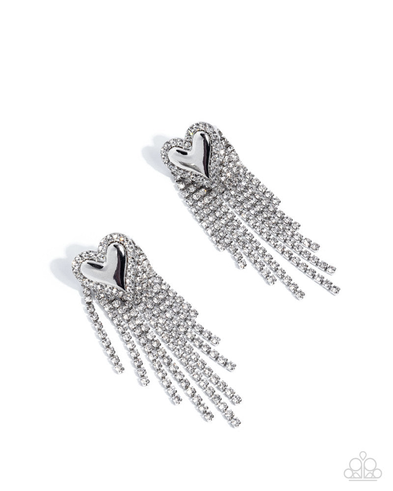 Sentimental Strands - white - Paparazzi earrings