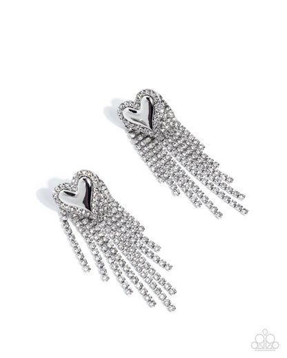 Sentimental Strands - white - Paparazzi earrings