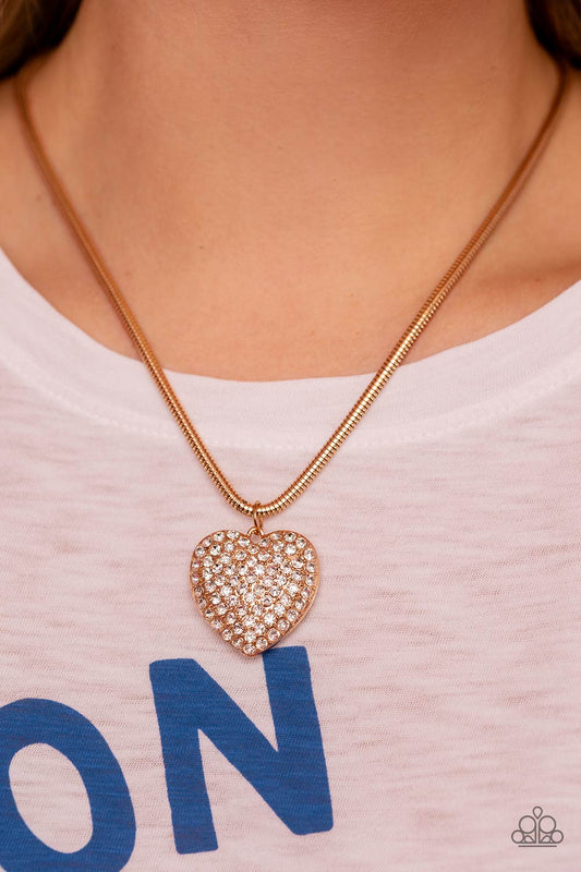 Sequined Sweetheart - gold - Paparazzi necklace